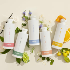 Lavido Patchouli Vanilla body wash packaging variant highlighting vegan formula.