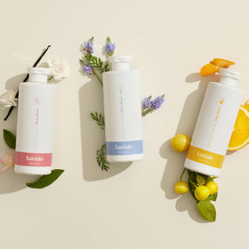 Lavido Patchouli Vanilla body wash during rinse reveals fresh, clean skin.