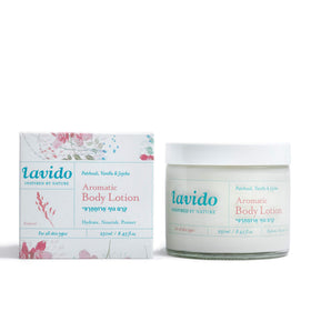 Lavido Patchouli-Vanilla Lotion packaging for daily moisturization and soothing aroma.