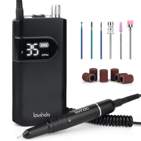 Lavinda 35000RPM nail drill in front view for precise salon-grade results.