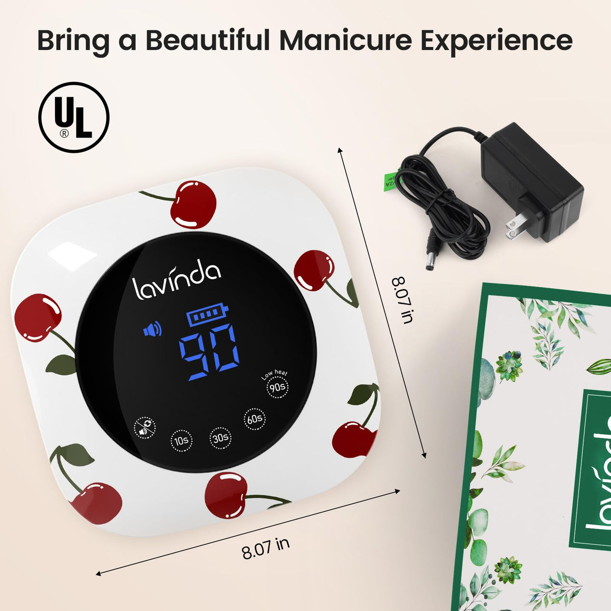 Lavinda 54W Nail Lamp detachable magnetic base for easy cleaning.