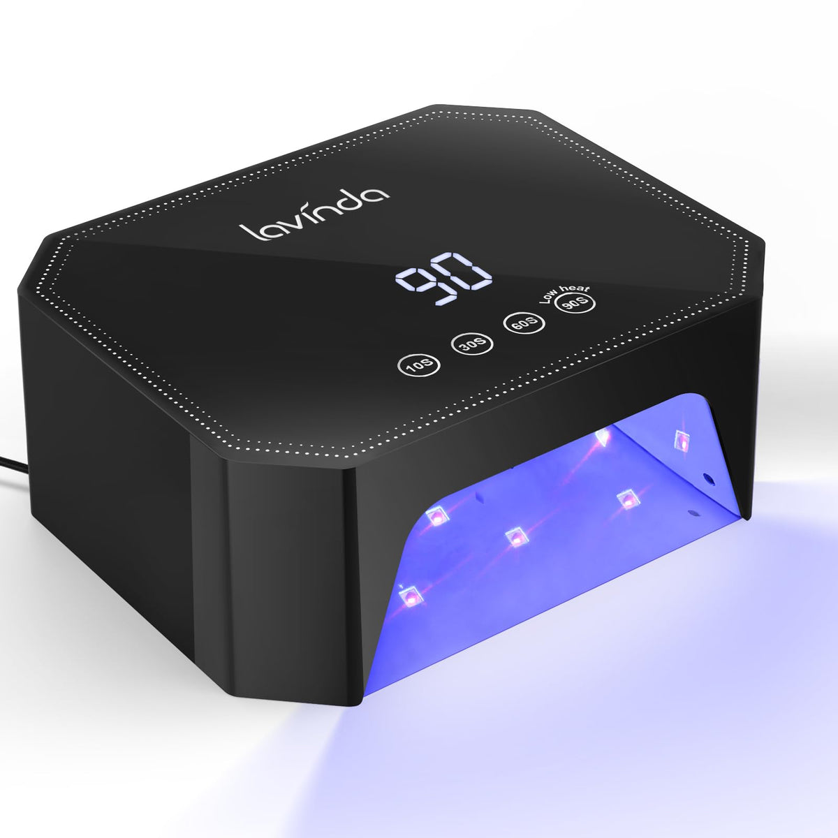Lavinda 54W UV LED nail lamp front view for efficient gel curing.