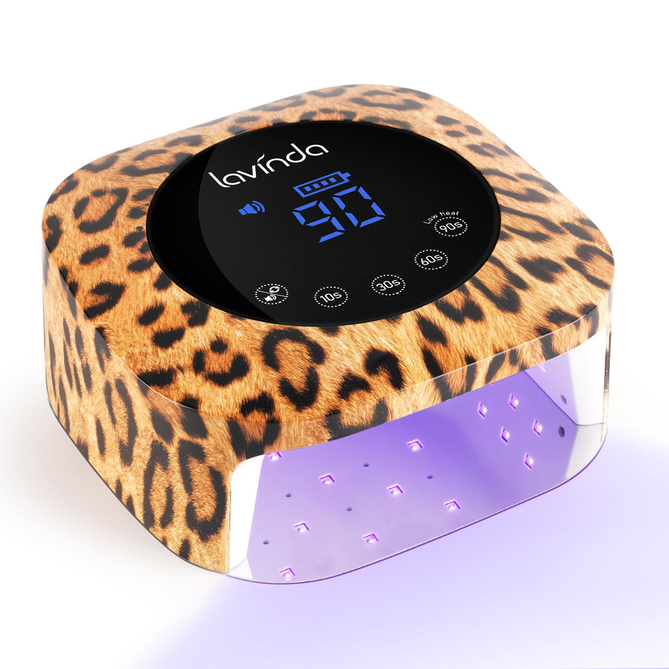 Lavinda leopard-print nail lamp front view for quick gel curing at home