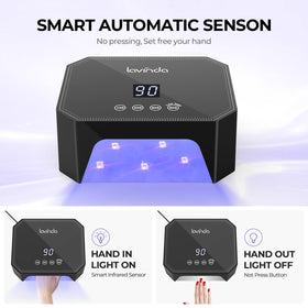 Lavinda lamp auto sensor enables hands-free operation.