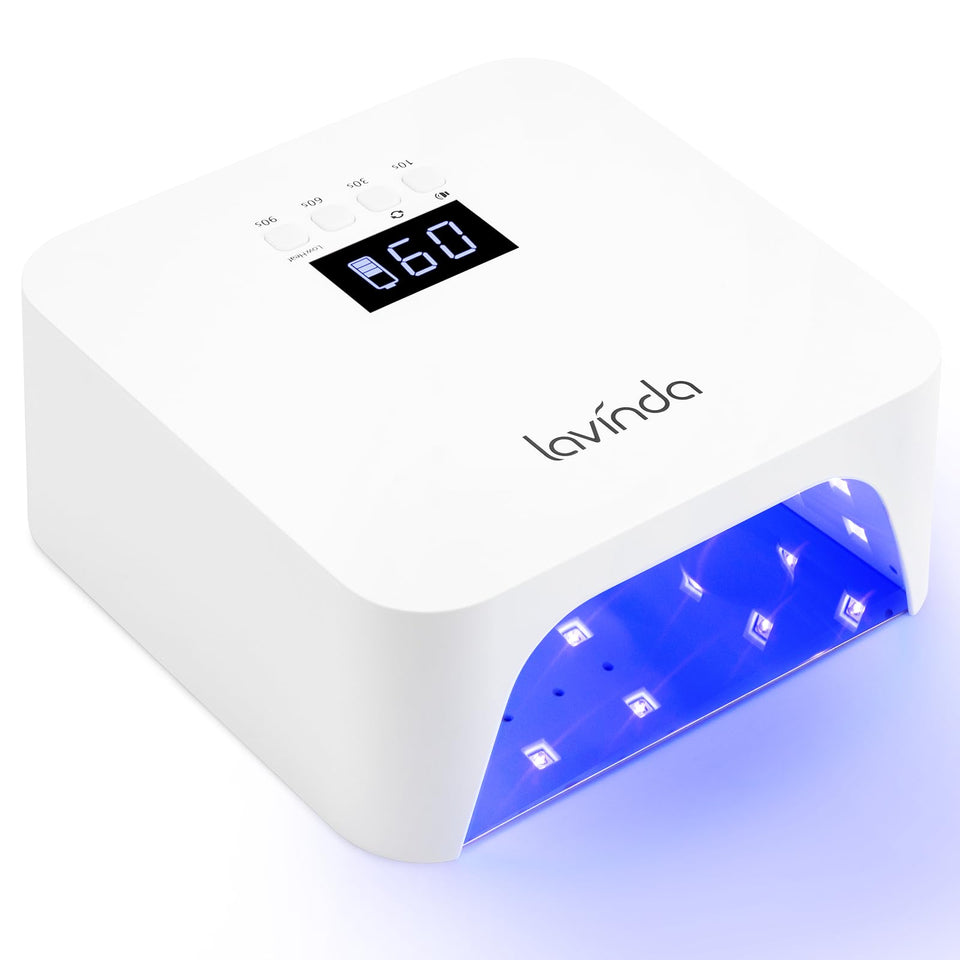 Lavinda NovaGlow White front view lamp with spacious curing area for gel nails