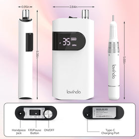 Lavinda rechargeable nail drill with long battery life for travel touch-ups.