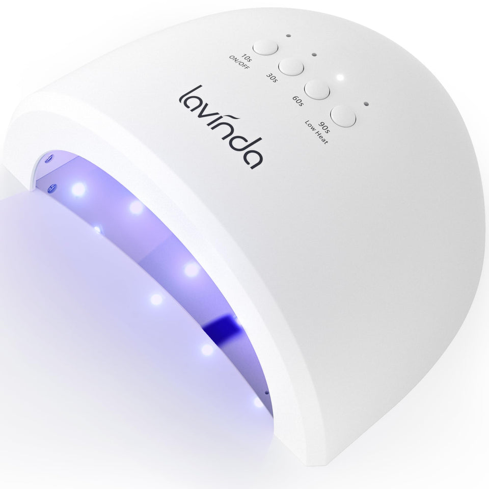 Lavinda UV LED nail lamp front view showing sleek matte finish for fast gel curing at home