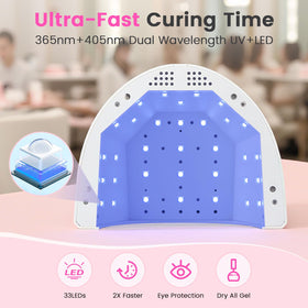 Lavinda UV LED nail lamp side view, compact profile ideal for small spaces