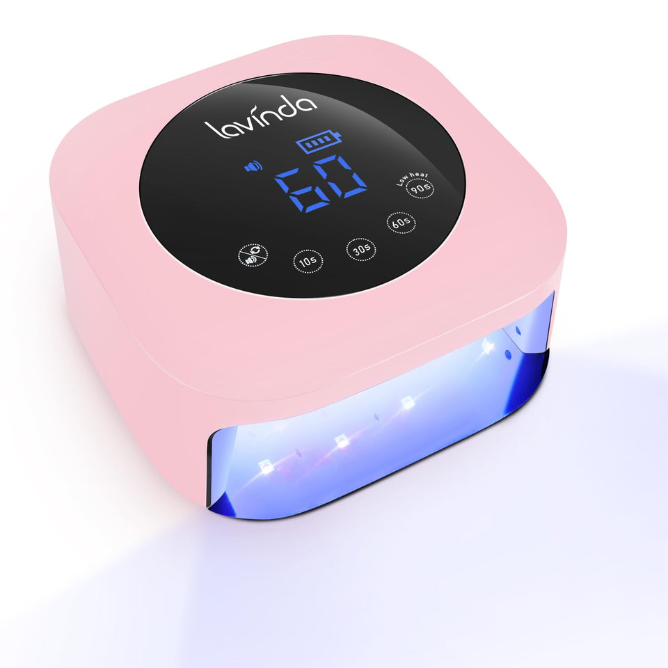Lavinda UV nail lamp matte macaron pink front view for stylish home use.