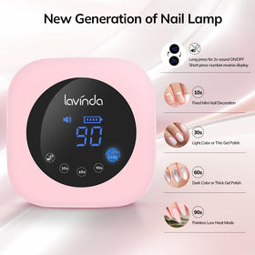 Lavinda UV nail lamp shows LED beads for even gel curing.