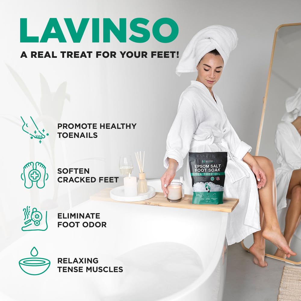 Lavinso Tea Tree Oil Foot Soak supports toenail health during routine care