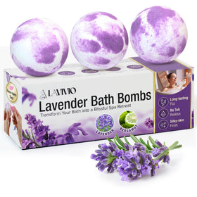 Lavivio Lavender Bath Bombs gift set, elegantly packaged for relaxing aromatherapy and self-care.
