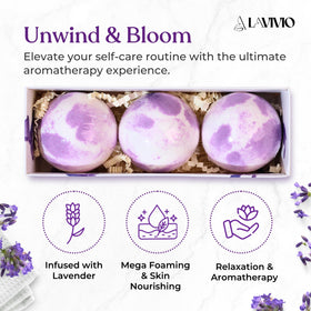 Lavivio mega foaming bath bomb in action delivering rich bubbles during a soak.