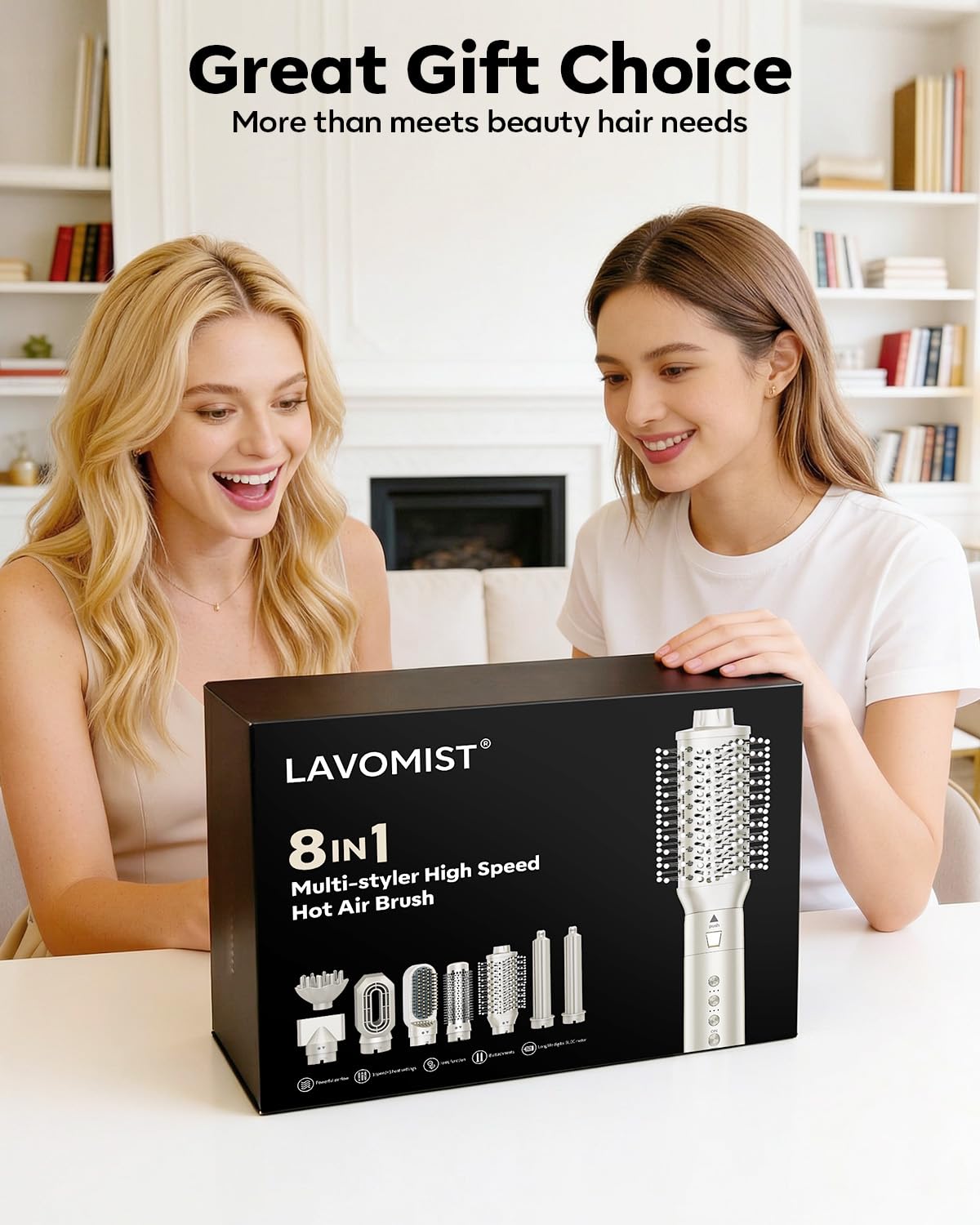 Lavomist 9-in-1 versatility for drying, straightening, curling.