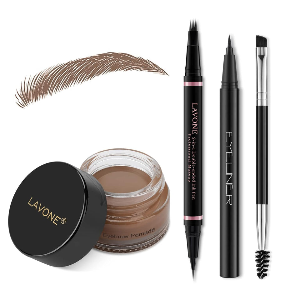 LAVONE 2-in-1 eyebrow pencil creates natural hair-like strokes for brows.