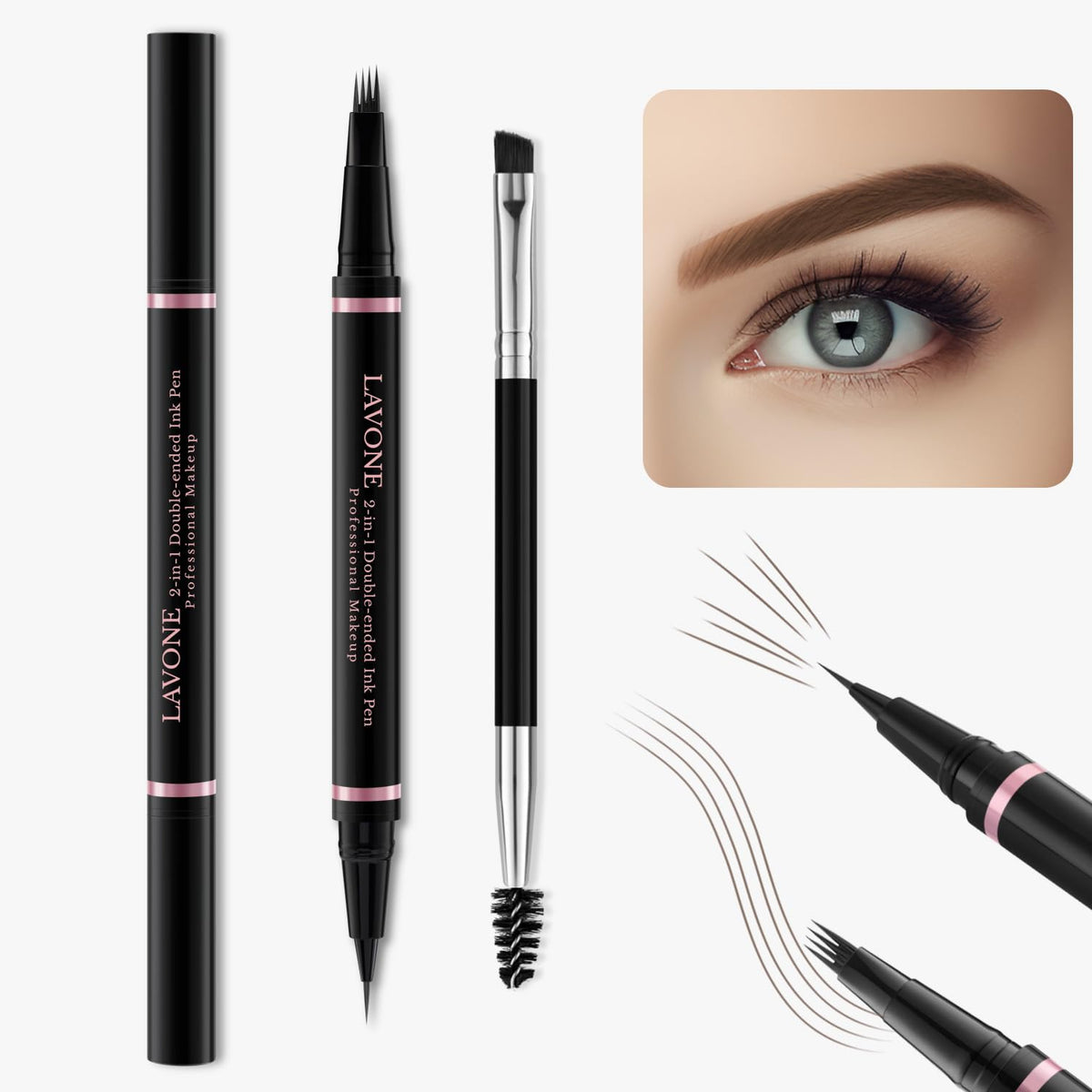 LAVONE brow pomade in light brown for precise, long-lasting shape.