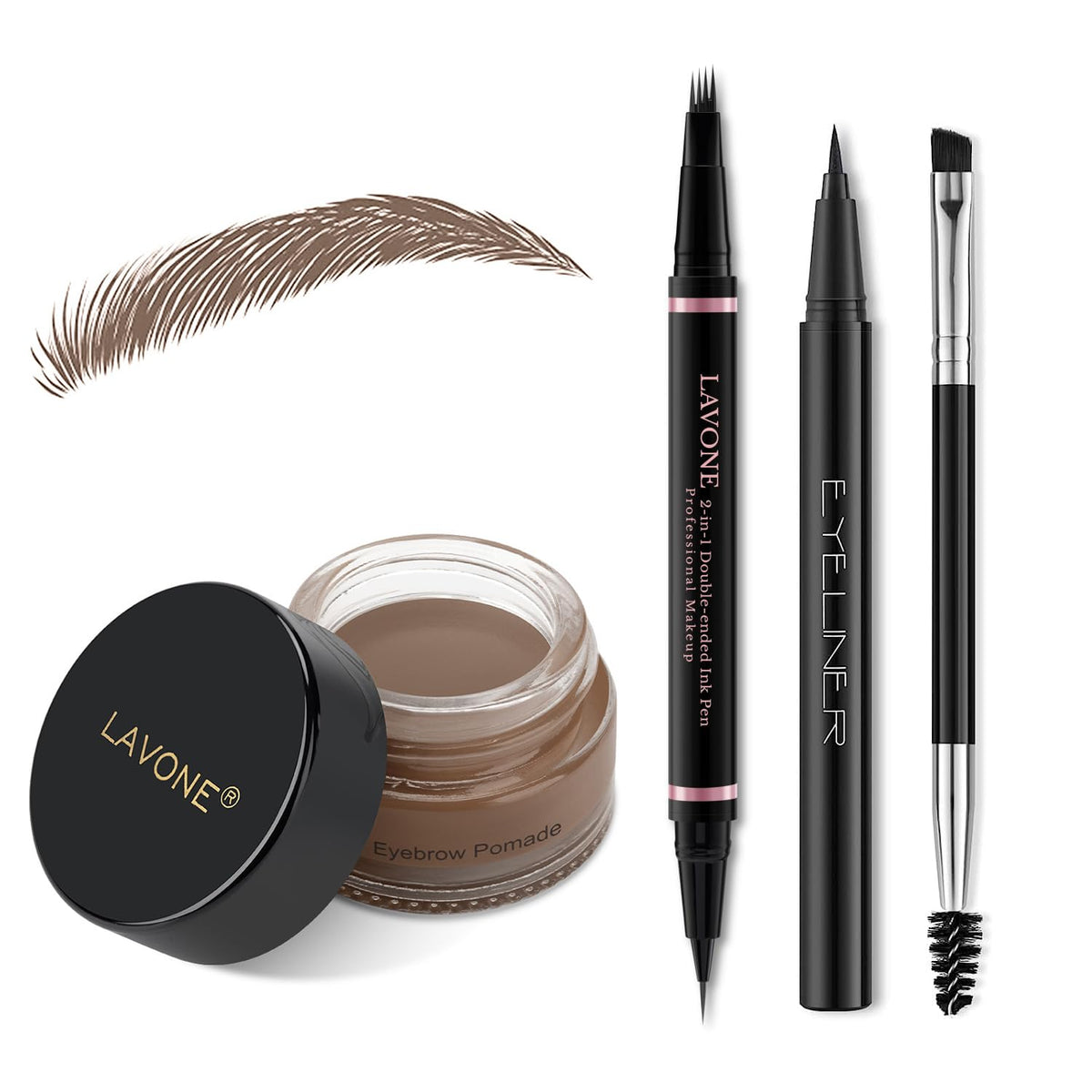 LAVONE eyebrow pen 2-in-1 microblading strokes for natural brows all day.