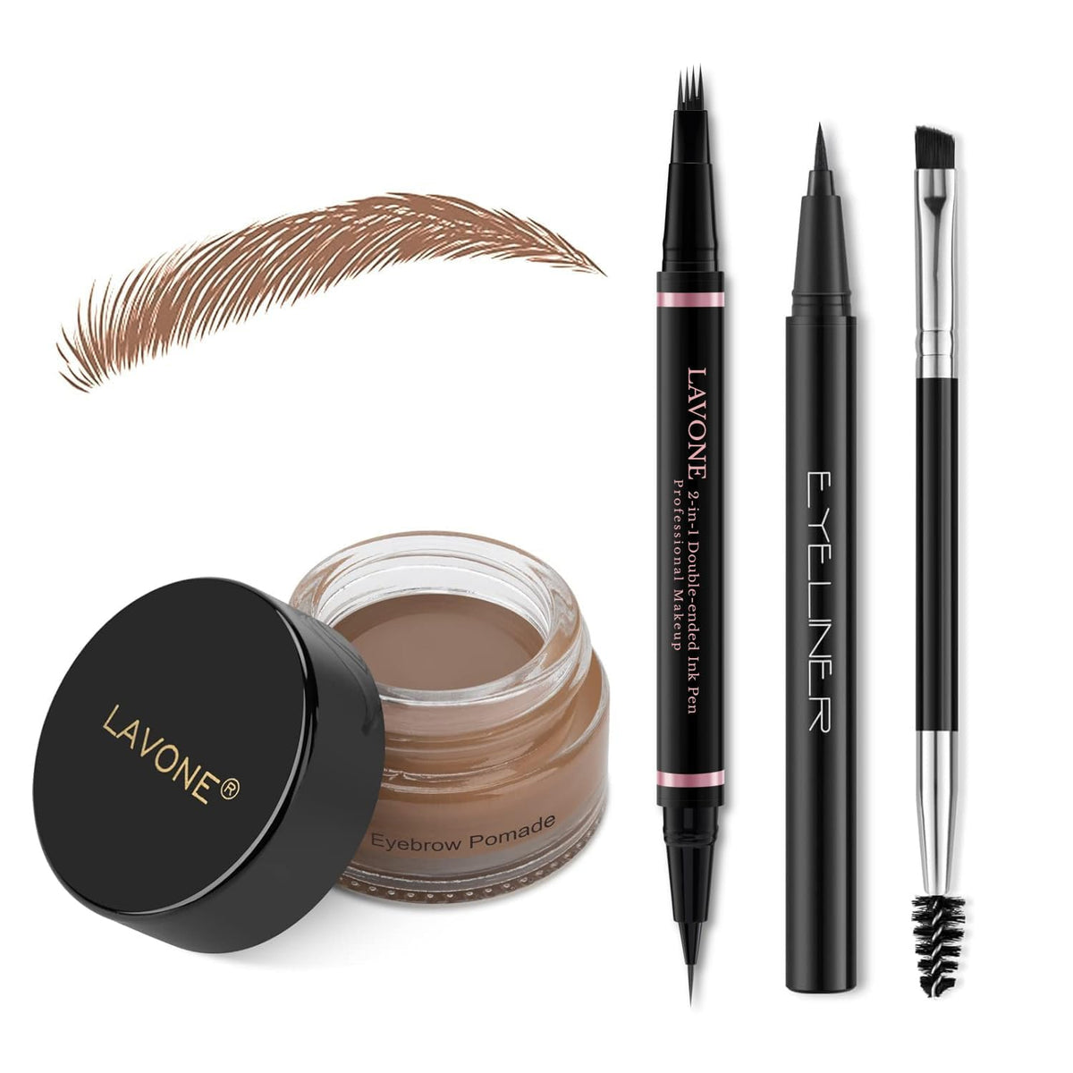 LAVONE eyebrow pen auburn for natural hair-like strokes and all-day definition.