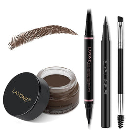 LAVONE eyebrow pen in dark brunette provides precise natural strokes for defined brows.