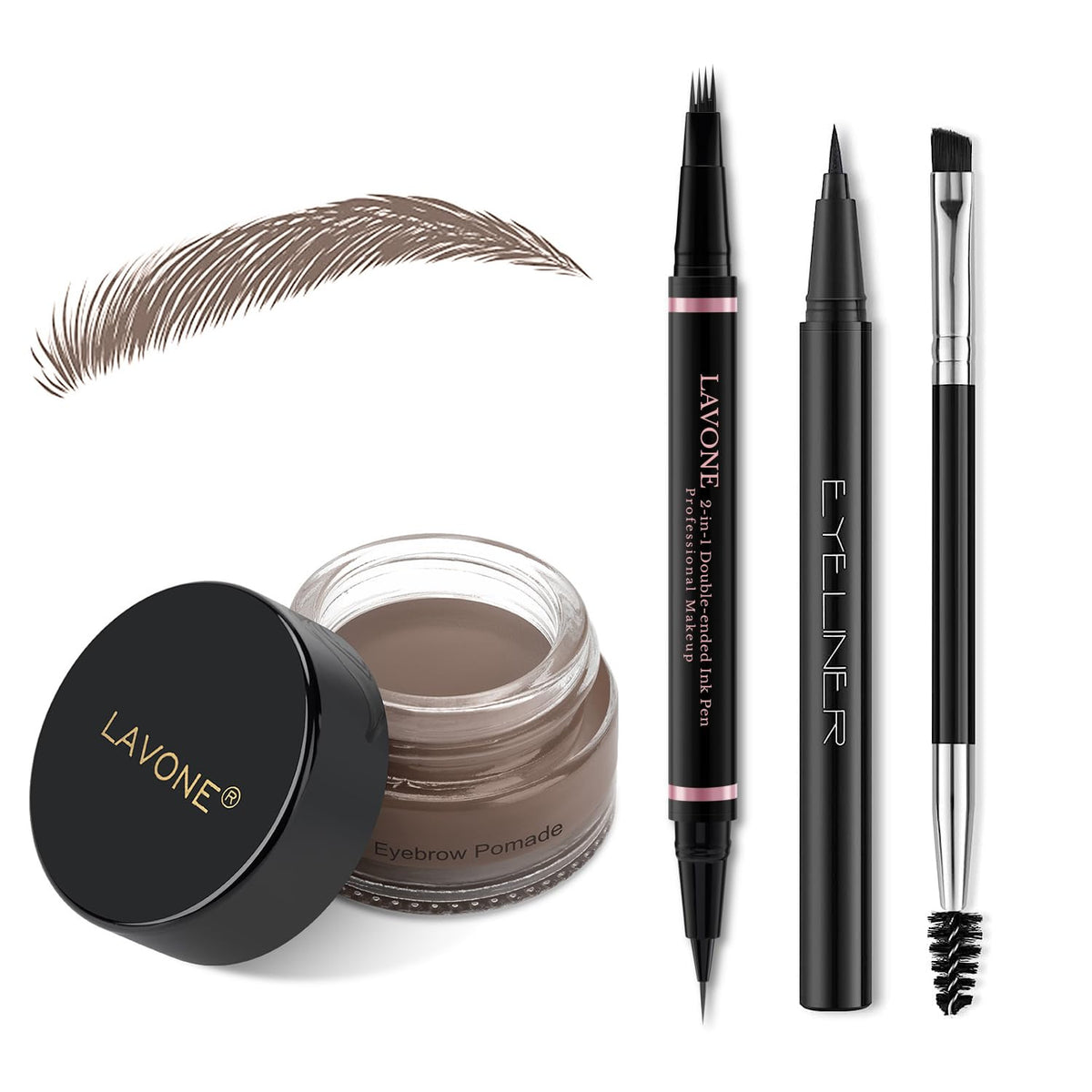 LAVONE eyebrow pen with microblading strokes for natural, defined brows all day.