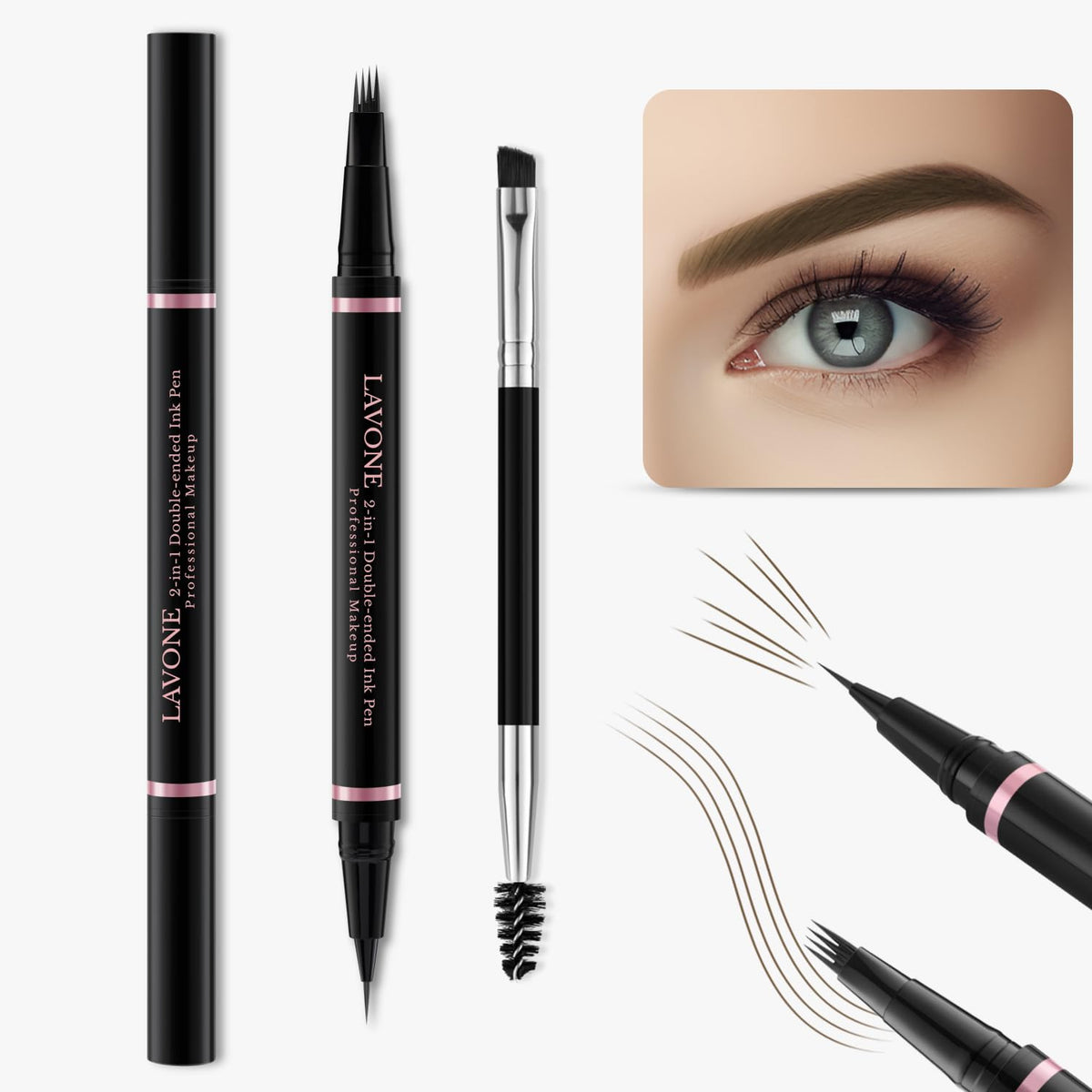 LAVONE eyebrow pomade ash brown defines and holds brows with staying power.