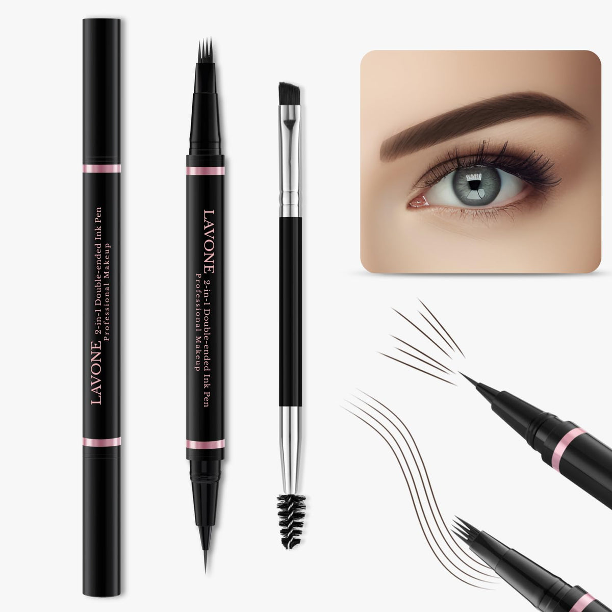 LAVONE eyebrow pomade in chocolate adds long-lasting definition.