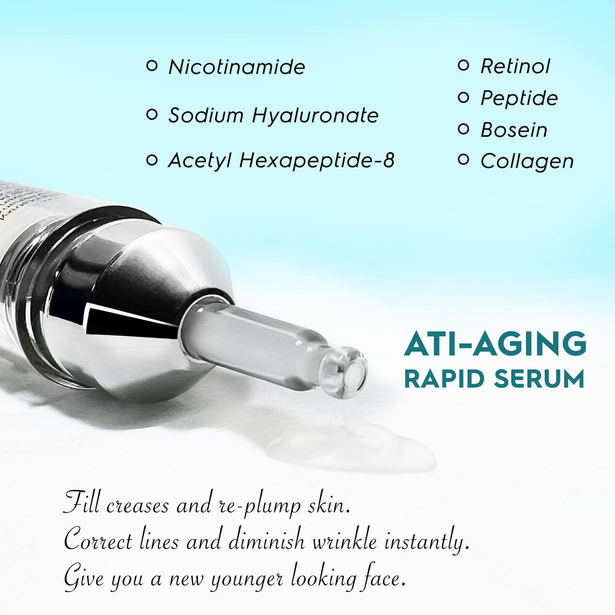 Lavtek Rapid Anti-Aging Serum application on face ready for targeted smoothing and absorption