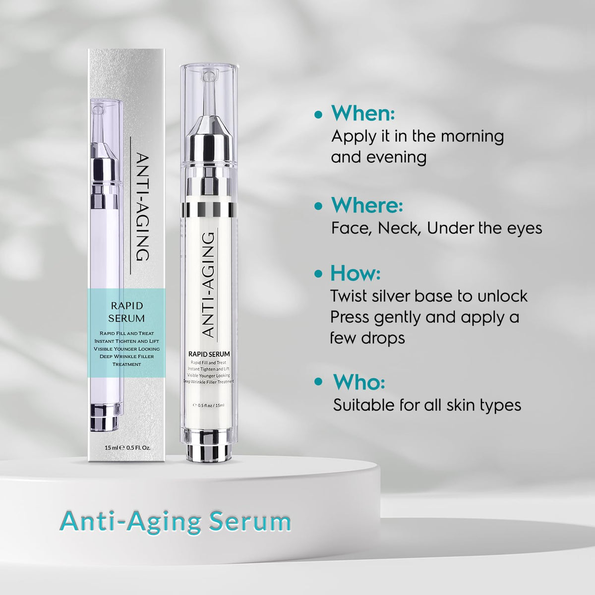 Lavtek Rapid Anti-Aging Serum close-up shows quick absorption for morning routines