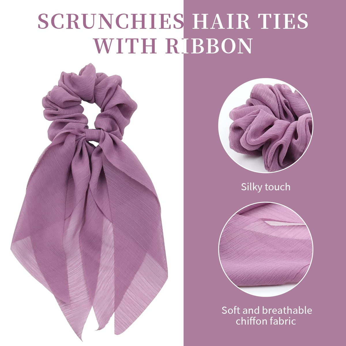Lawie chiffon ribbon bow used as scarf and headband for women
