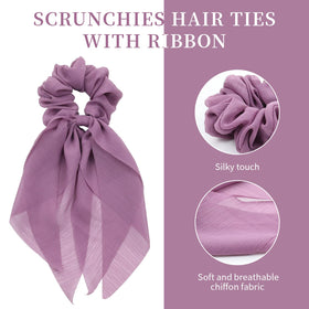 Lawie chiffon ribbon bow used as scarf and headband for women