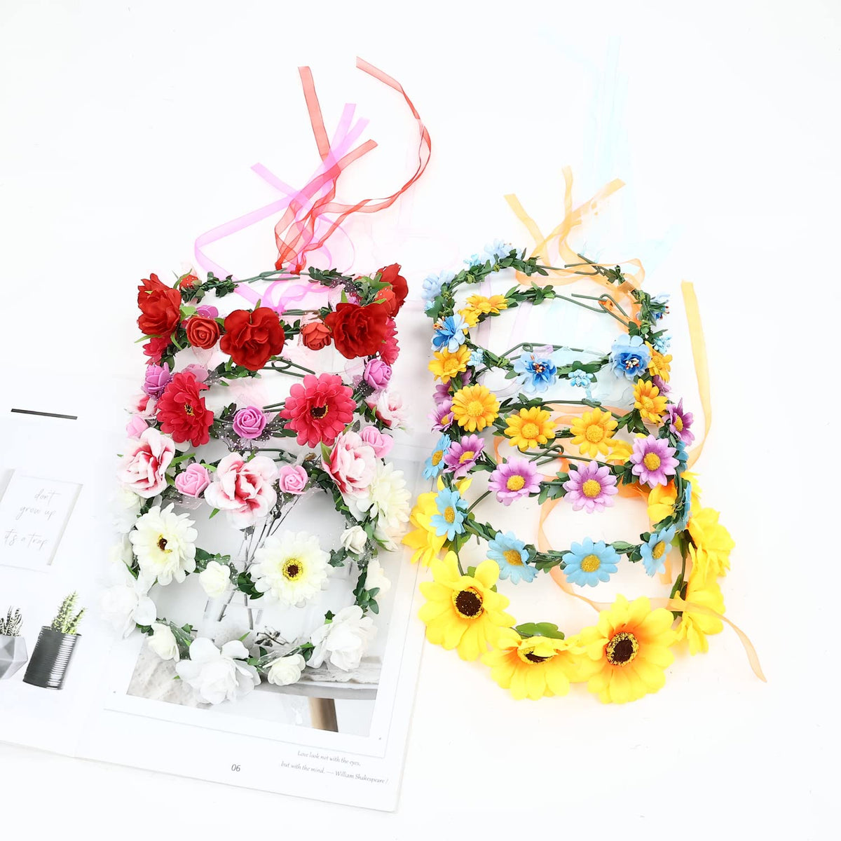 Lawie hot pink sunflower and rose crown adds vibrant festival style