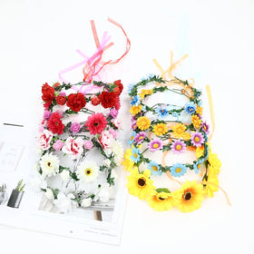 Lawie hot pink sunflower and rose crown adds vibrant festival style