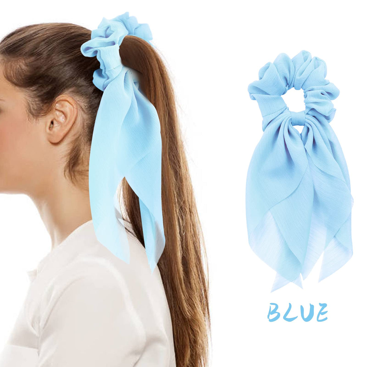 Lawie long ribbon hair tie with 8 cm diameter and 25 cm tail in pink
