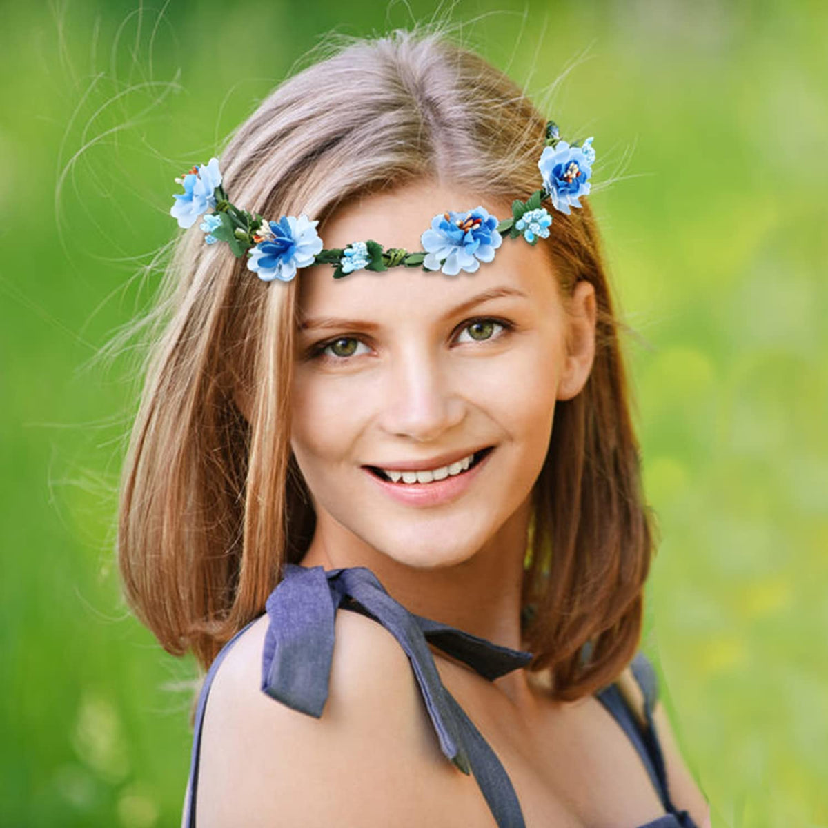 Lawie purple sunflower crown with ribbon offers adjustable fit and whimsy
