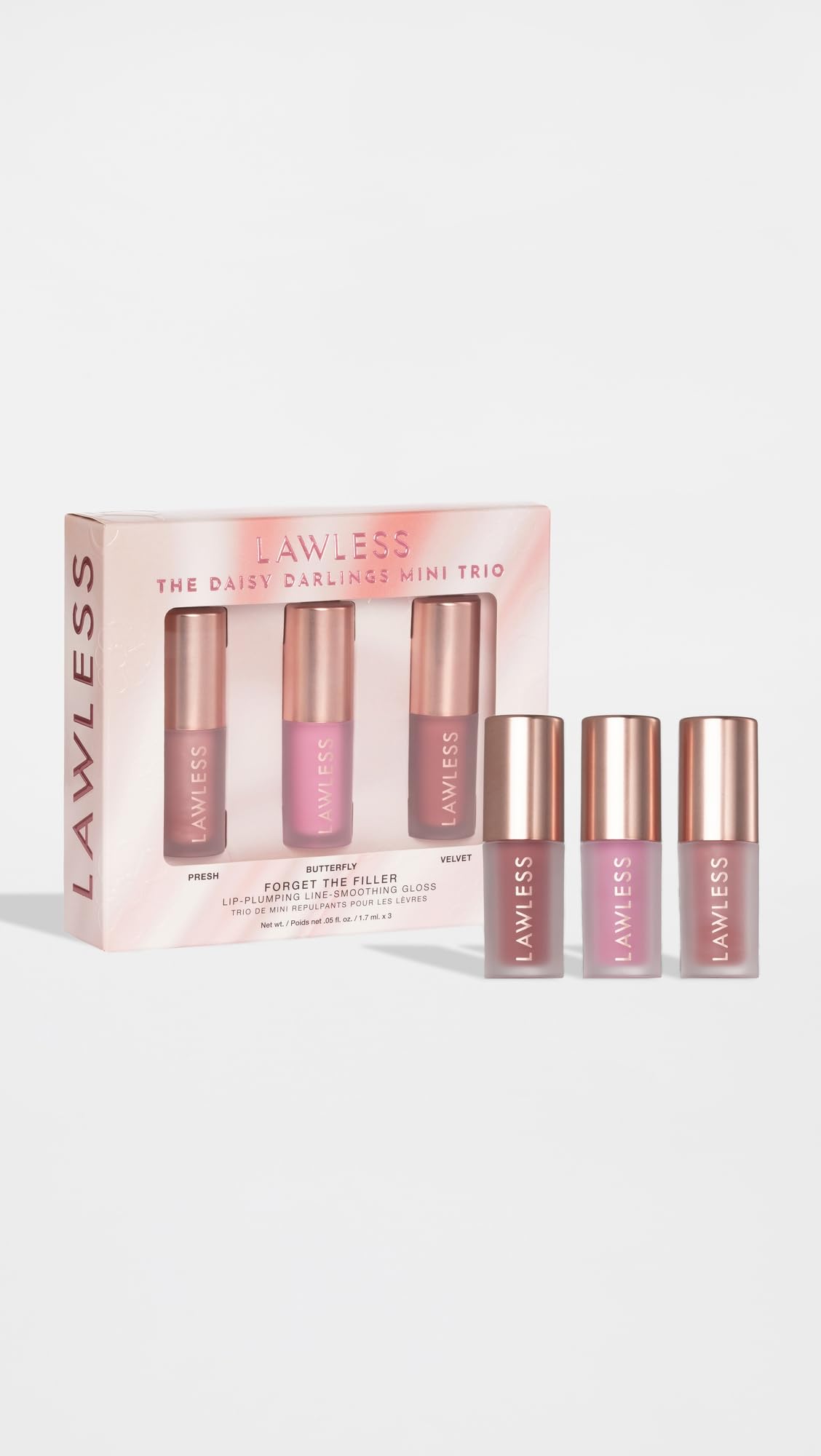 Lawless Daisy Darlings Butterfly gloss swatch with luminous lip color