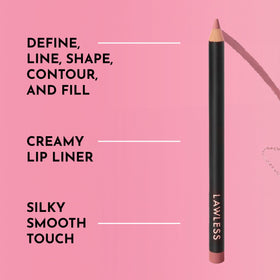 Lawless Forget the Filler Definer Liner Pink Slip lip swatch showing natural definition
