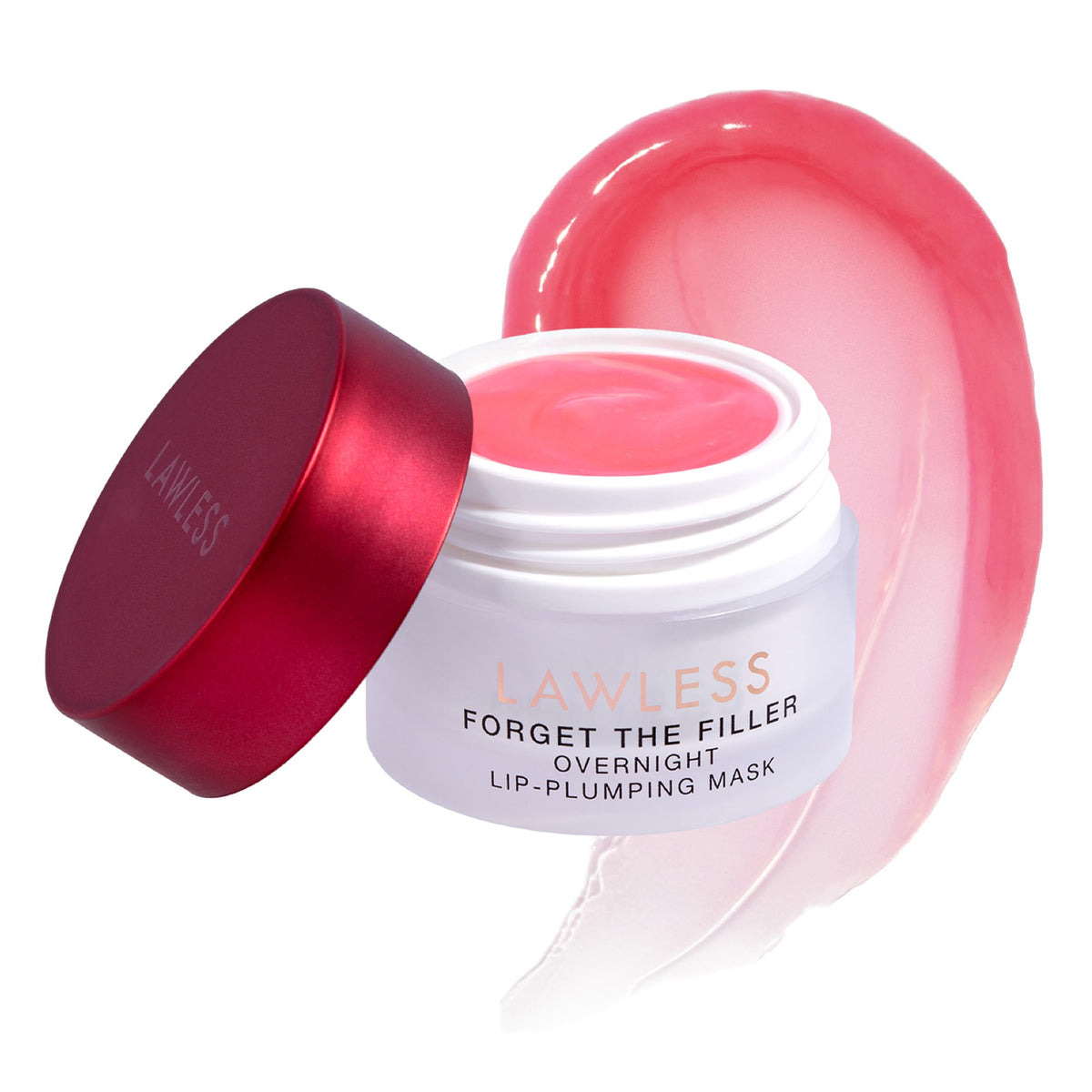 LAWLESS Forget the Filler Lip Mask Cherry Vanilla bottle highlighting overnight hydration.