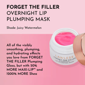 Lawless Forget The Filler lip mask tub shows a juicy watermelon vibe for hydration.