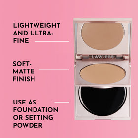 LAWLESS powder application sponge demonstrates medium-buildable coverage with seamless blending
