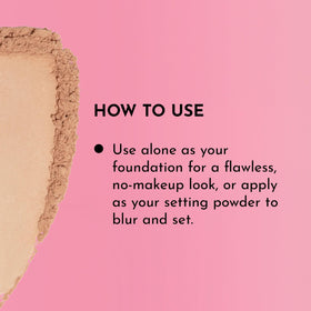 LAWLESS talc-free powder worn solo for a soft, natural look on the skin