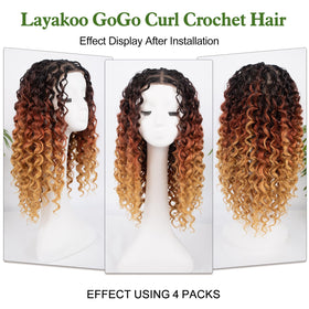 Layakoo Curly Crochet Hair in T1B/30/27, premium soft fibers for protective styling.