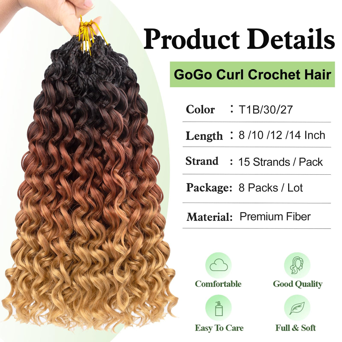 Layakoo Natural Black crochet hair, lightweight fibers for comfortable wear.