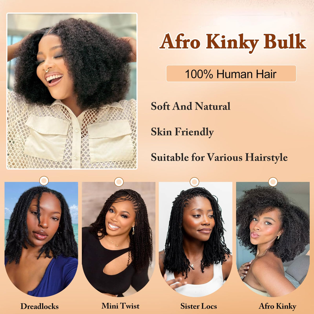 Layakoo micro-locs styling preview with afro kinkys bulk hair.