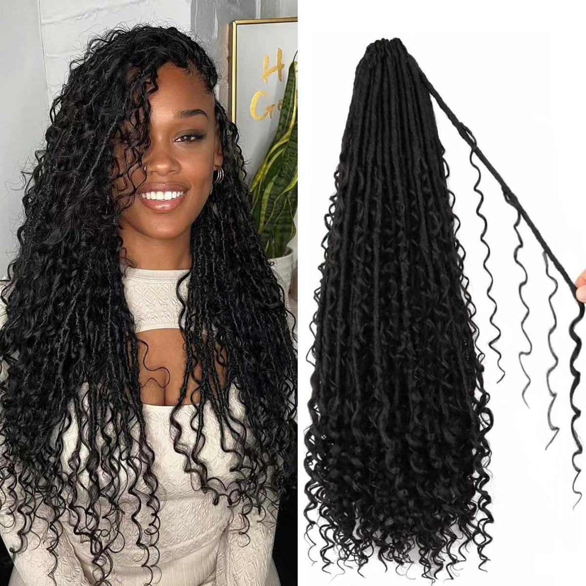 Layashow Boho faux locs contents ready for quick install and styling.