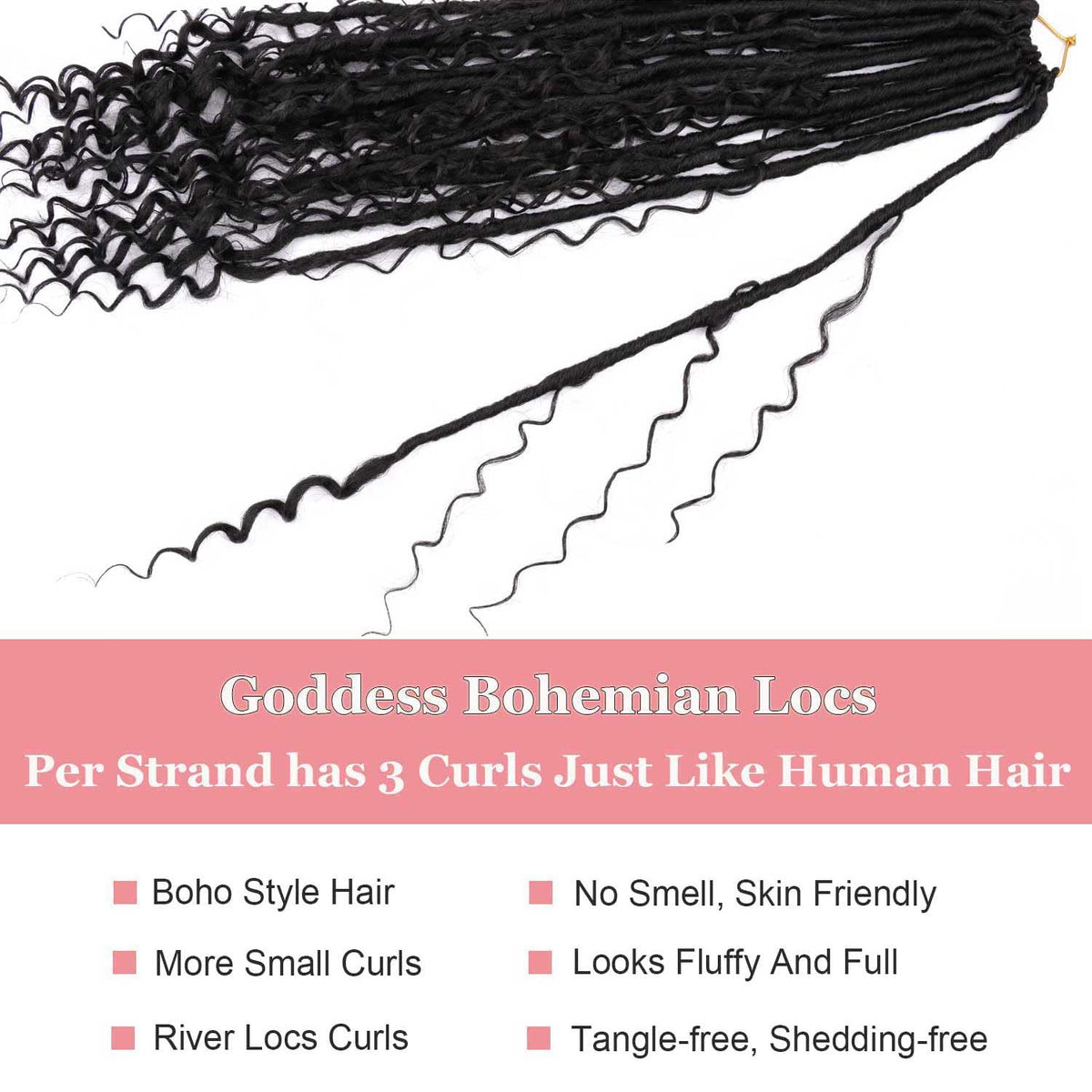 Layashow Boho faux locs pre-looped for easy, mess-free installation.