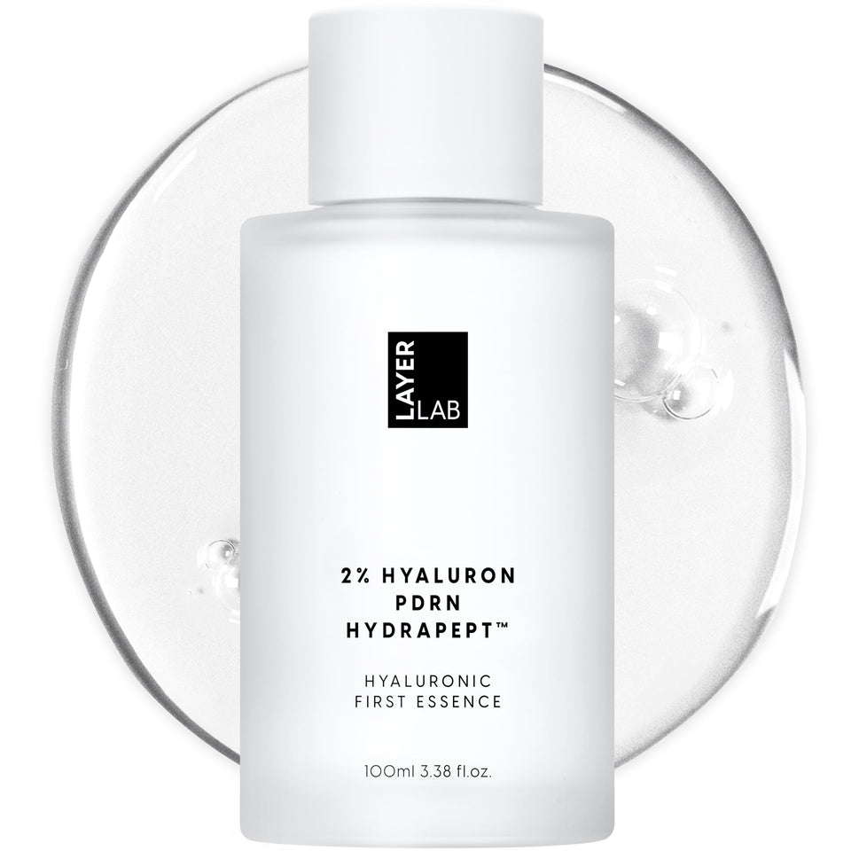 LAYERLAB Hyaluronic First Essence bottle for enhanced skin prep hydration.