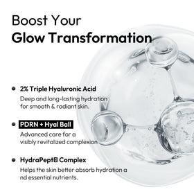 LAYERLAB Hyaluronic First Essence liquid texture shown for quick absorption.