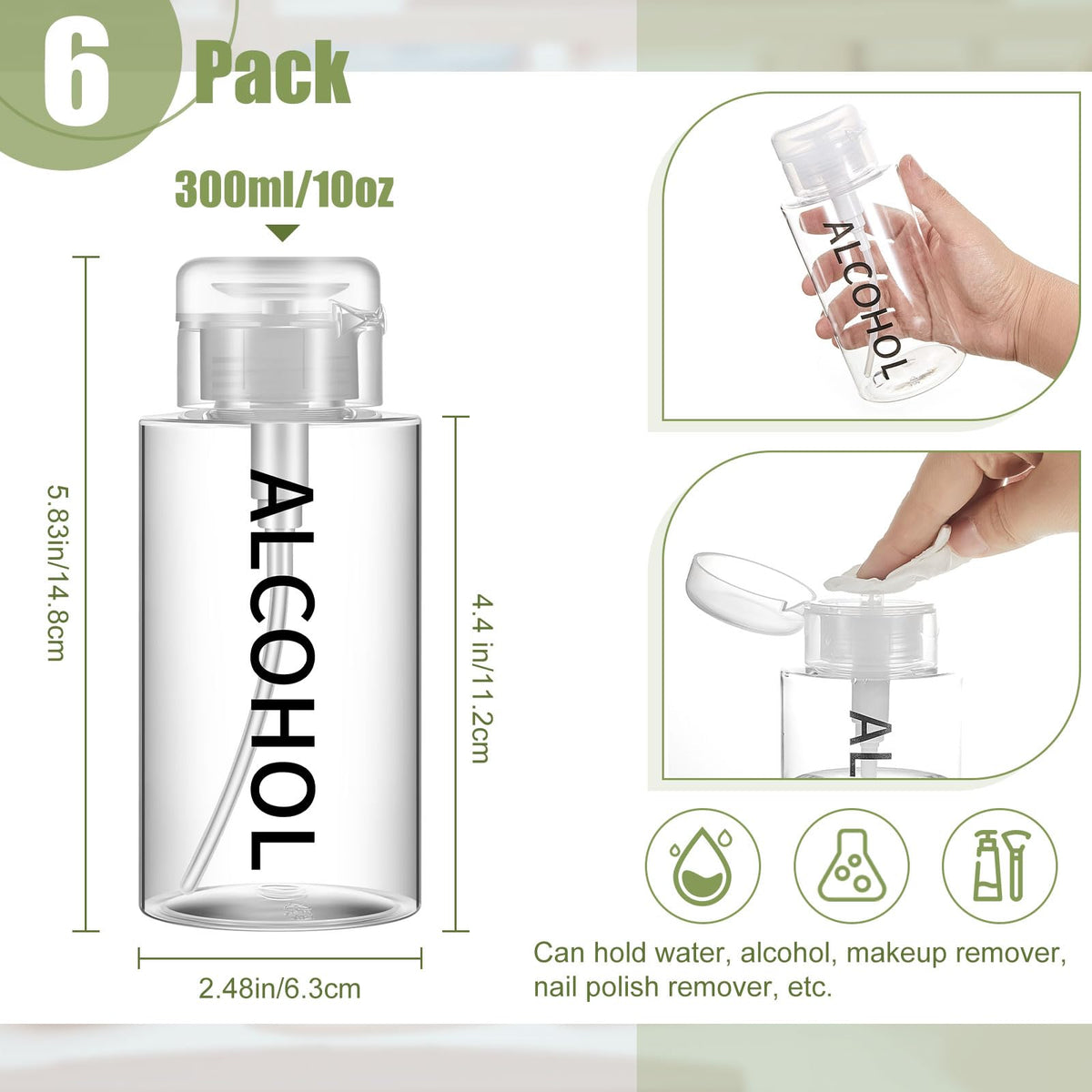 Layhit alcohol pump bottle cap detail showing sturdy, leak-free design.