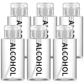 Layhit 6-pack 10 oz alcohol pump bottles, front view, ideal for salon use.