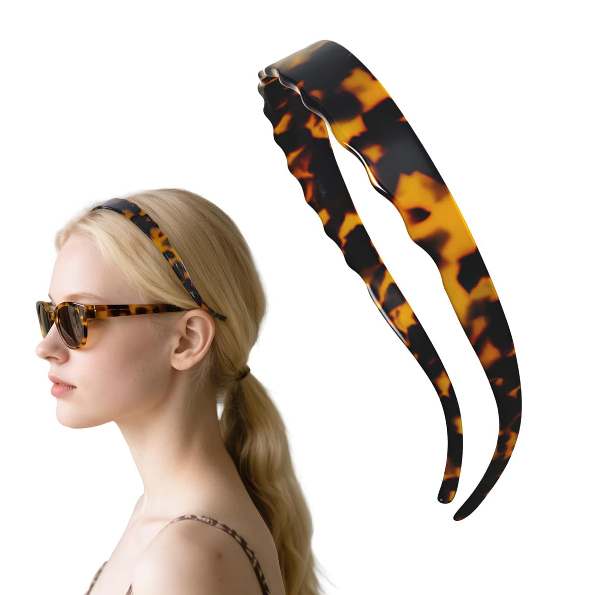LAYONGMOLI acetate hairbands with teeth non-slip for secure hairstyle